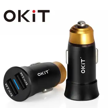 24 ワット 4.8A 車の充電 okit のデュアル usb ポート iphone 11 xiaomi mi 10 アルミ合金の usb 自動車電話急速充電車のアクセサリー