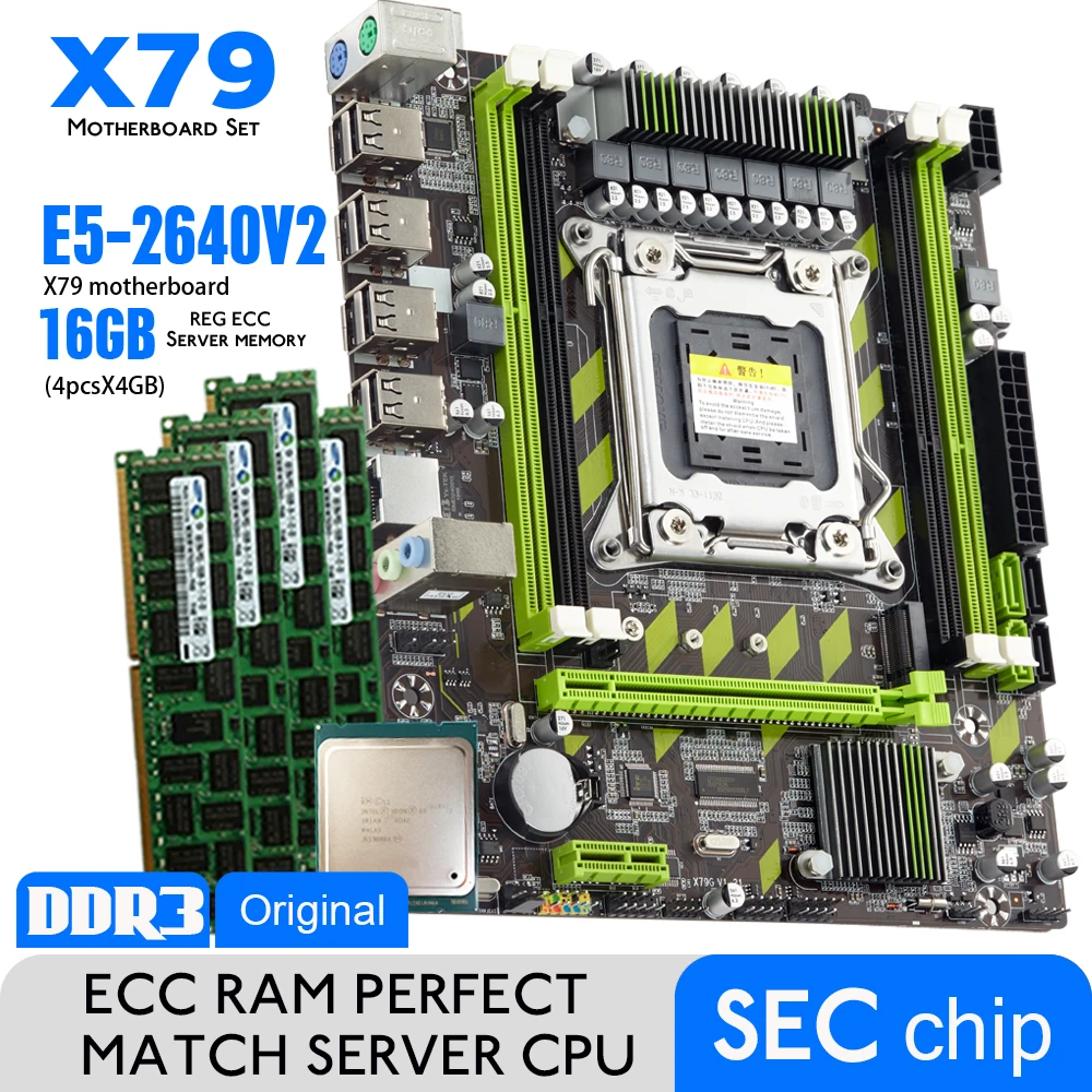 Atermiter X79 Motherboard LGA2011 Combos E5-2640 V2 E5 2640 V2 CPU 4pcs x 4GB = 16GB DDR3 RAM 1333Mhz PC3 10600R 10600 REG ECC PC Store Categories Motherboard