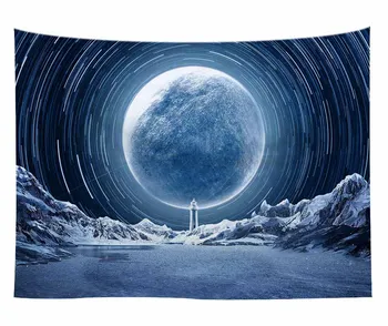 

Lannidaa Planet Dazzling Moon Tapestry Decor Wall Hanging Starry Sky Night Art Background Psychedelic Wall Tapestry Home Textile