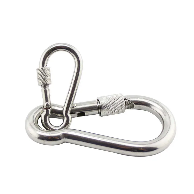 

2 Pcs Multifunctional 304 Stainless Steel Spring Snap Carabiner Quick Link Lock Ring Hook snap shackle Chain Fastener Hook