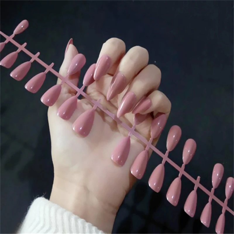 Nusx 280pcs Fake Short Pointed Coffin False Nail Tips False Nails Full Cover Pure Candy Color 2