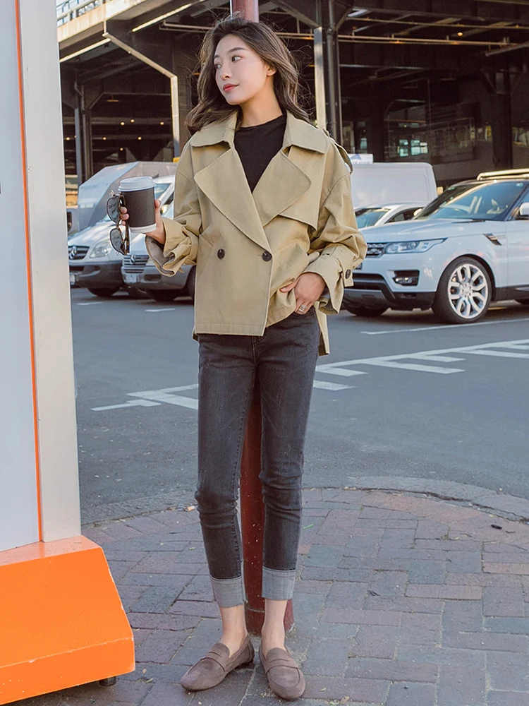 Короткая куртка с карманами для женщин, осень, новая свободная рубашка Harajuku, ветровка для женщин, женские пальто и куртки