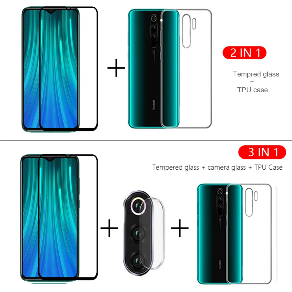 Чехол 3 в 1 Защитное стекло для Redmi Note 7 8 Защита экрана объектив камеры для Xiaomi Redmi Note 7 8 Pro