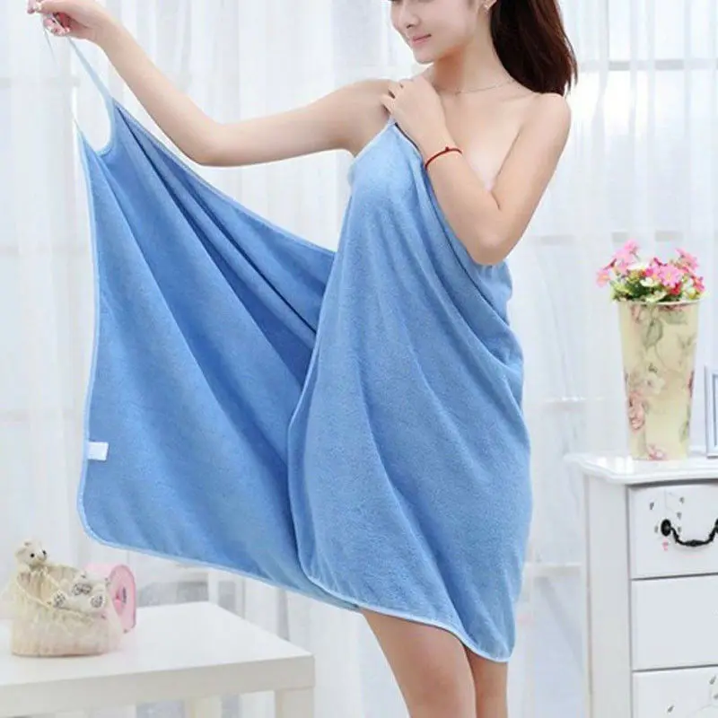 Women Wearable Bath Microfiber Towel Robe Fast Drying Bathrobe Spa Wrap Dress US 
