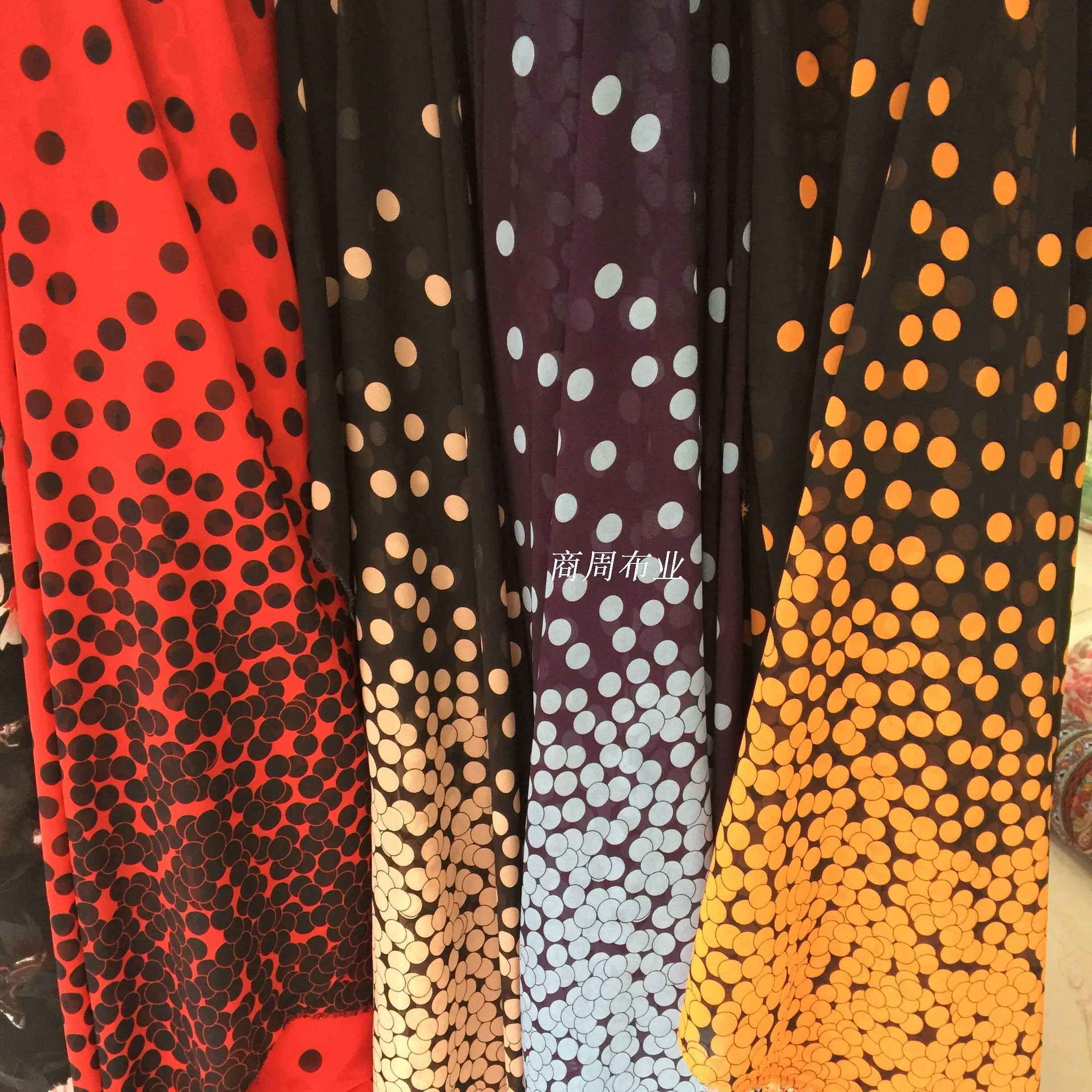 

2019 Tissus Au Metre Shipping Bilateral Positioning Printed Chiffon Wave Point Beach Holiday Skirt Bohemian Dress Cloth Fabrics