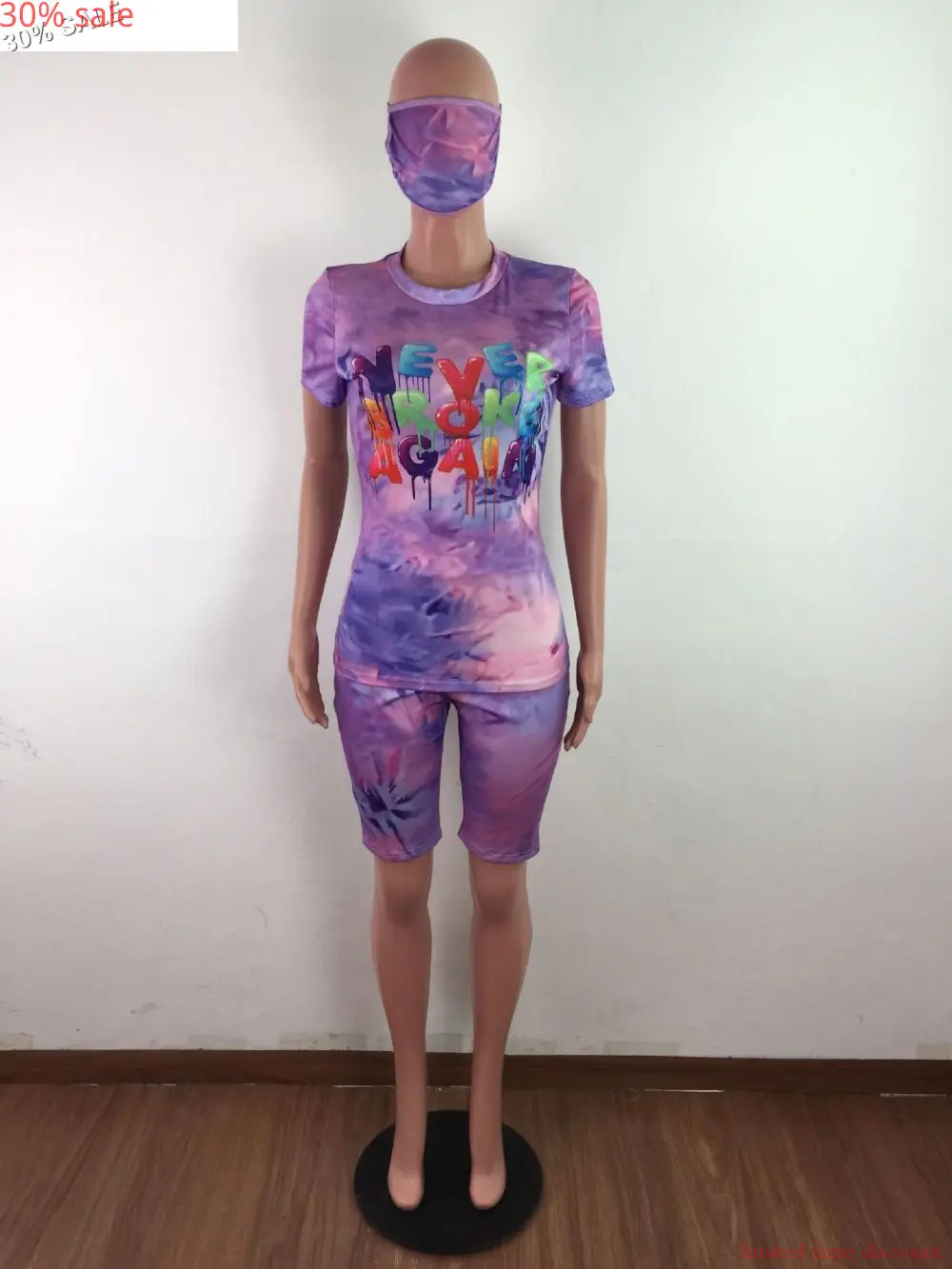  Распродажа 30% Женский комплект из 2 предметов с принтом Tye Dye + футболка топы и