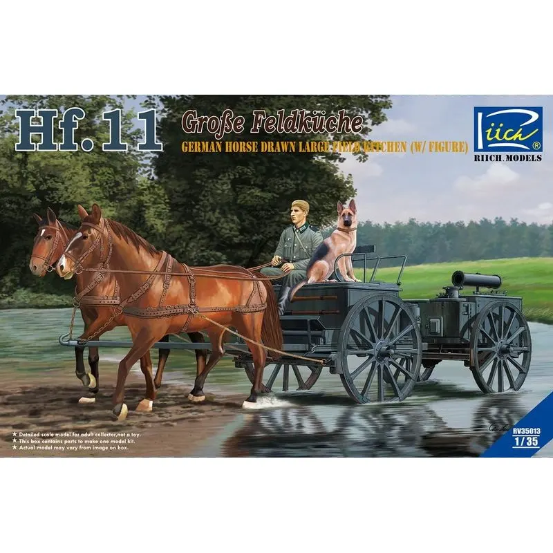 

Riich Models RV35013 1/35 Hf.11 German Horse Drawn Large Field Kitchen(w/Figure) - Scale Model Kit