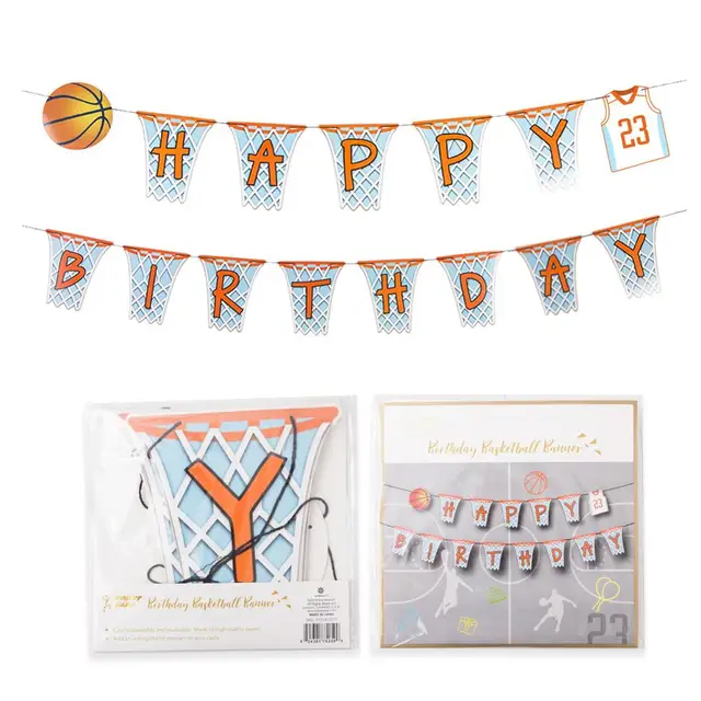 US $3.98 Basketball Theme Happy Birthday Banner Sports Party Basketball Hoop Team Game Kids Baby Boy Birthda