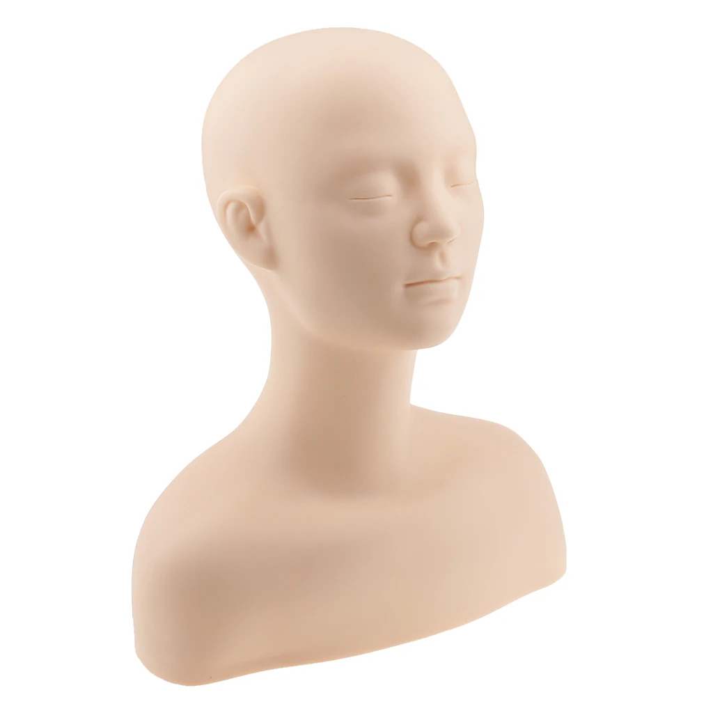 Soft Silicone Massage Cosmetology Make Up Practice Training Mannequin Head Doll with Shoulder Bone