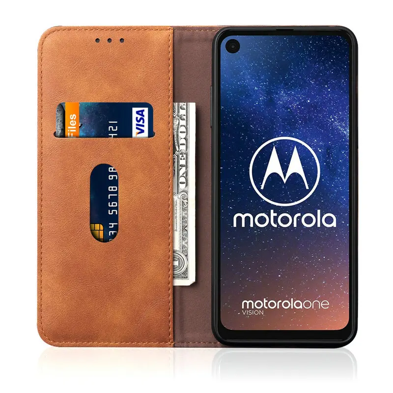 Роскошный кожаный кошелек для Motorola One Vision чехол Coque Motorola Moto One Vision чехол откидная крышка для Motorola Moto 1 Vision