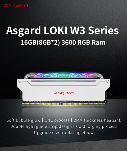 Asgard W3 2.0 RGB Memoria Ram DDR4 8GBx2 16Gx2 3600MHz 4000MHz 