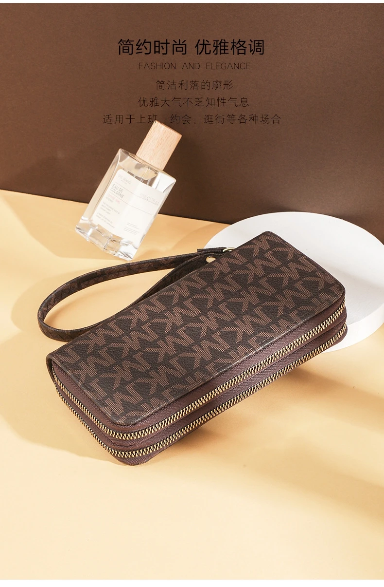 Women Long Wallets Double Zipper Clutches Purse Big Letter Fashion Wristlet Wallet Phone Portfel Damski Card Holder Lady Wallets