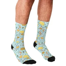 

2021 Funny Men's socks Capybaras in Blue Pattern Printed hip hop Men Happy Socks cute boys street style Crazy Socks for men