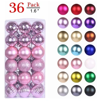 

36Pcs 1.6" Christmas Balls Tree Hanging Home Decorations Xmas 2020 Ornaments Customize 1st Christmas Ball Gift Rose Gold Mix