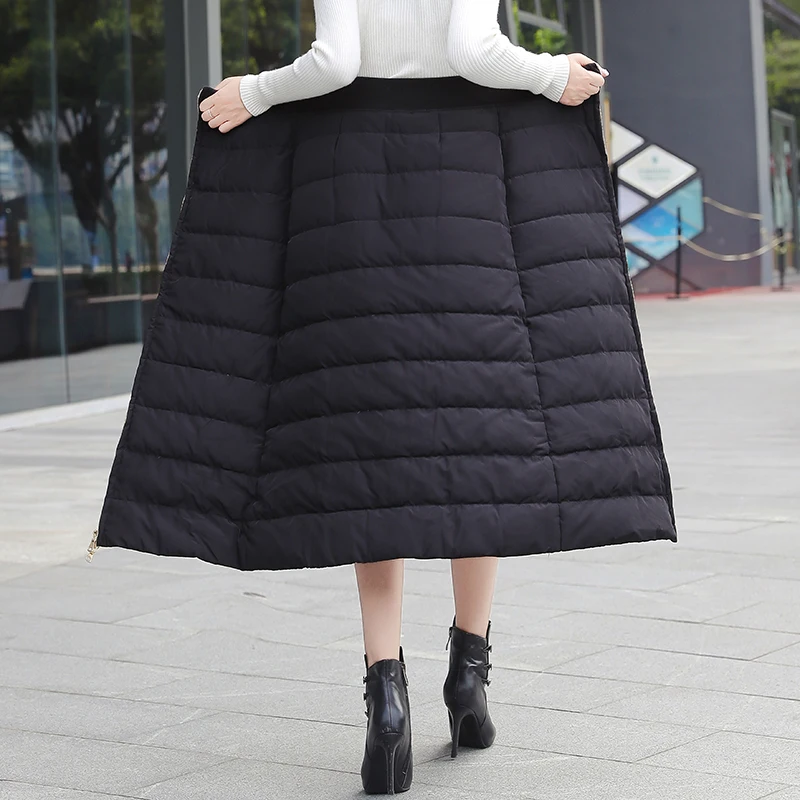 4XL,, хлопковая юбка для женщин, зимняя, размера плюс, на молнии, тонкая, с запахом, длинная, толстая, теплая, высокая талия, элегантные женские юбки