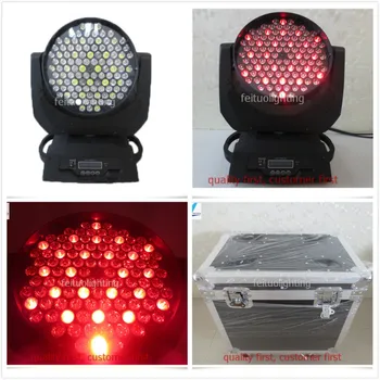 

E-2pcs/lot with flight case 108x3w led moving head light rgbw 4 in1 108pcs led wash moving head DJ party event stage effect