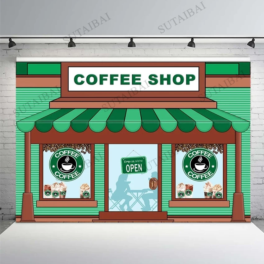 Кофе магазин фон для фотостудии детские малышей кофе тематическая вечеринка на