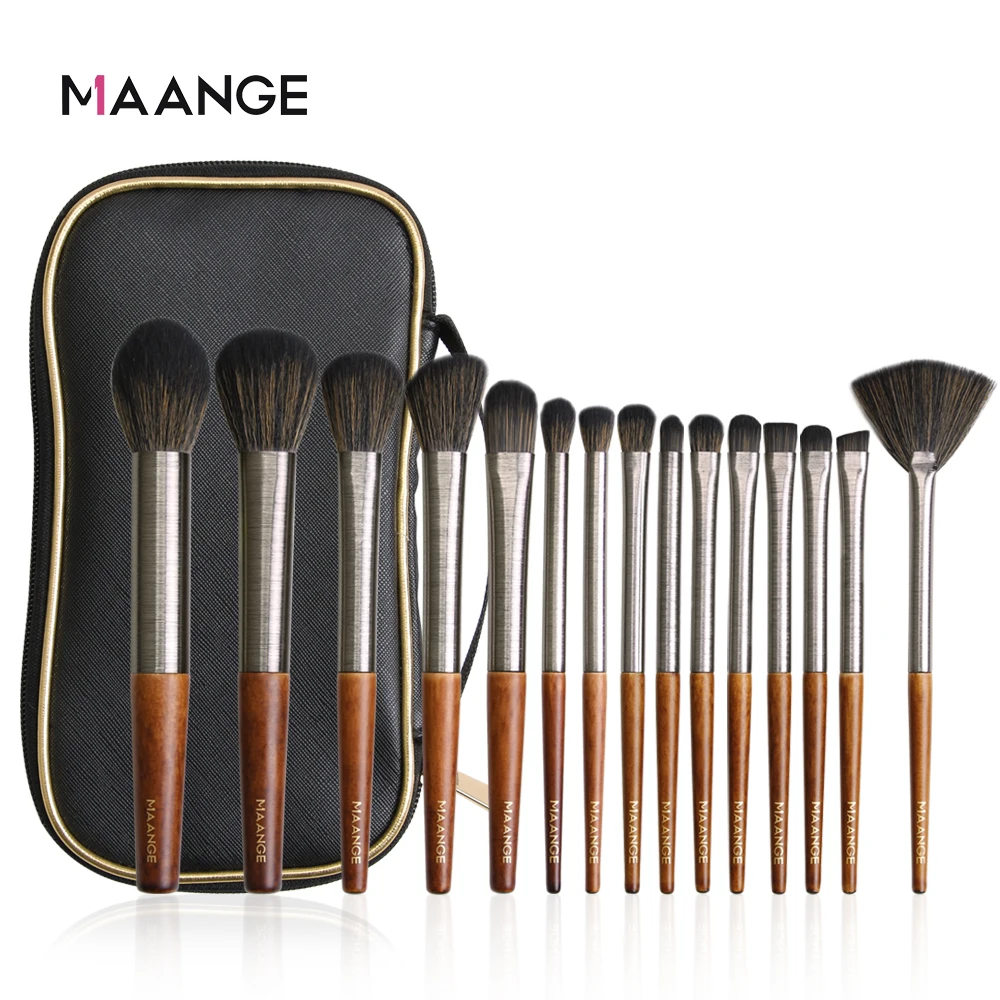 MAANGE Pro 15 шт. набор кистей для макияжа Пудра основа для макияжа Тени для век макияж кисти Косметика Мягкие синтетические волосы Тушь для ресниц, кисть для губ