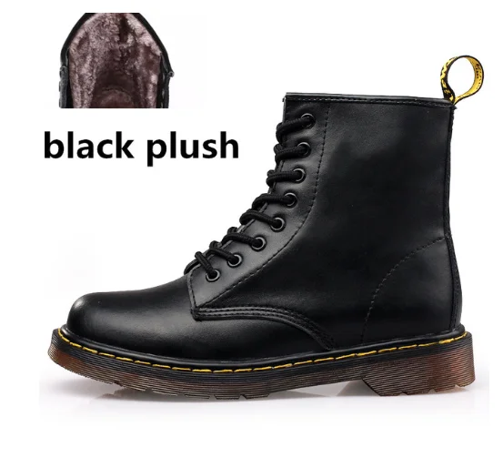 1460 black Fur Кожаные ботинки; женские Ботинки Martin с высоким берцем; модные зимние теплые ботильоны; обувь на платформе для влюбленных пар; женские мотоциклетные ботинки; Coturno Doc Dr - Цвет: 1460 black Fur