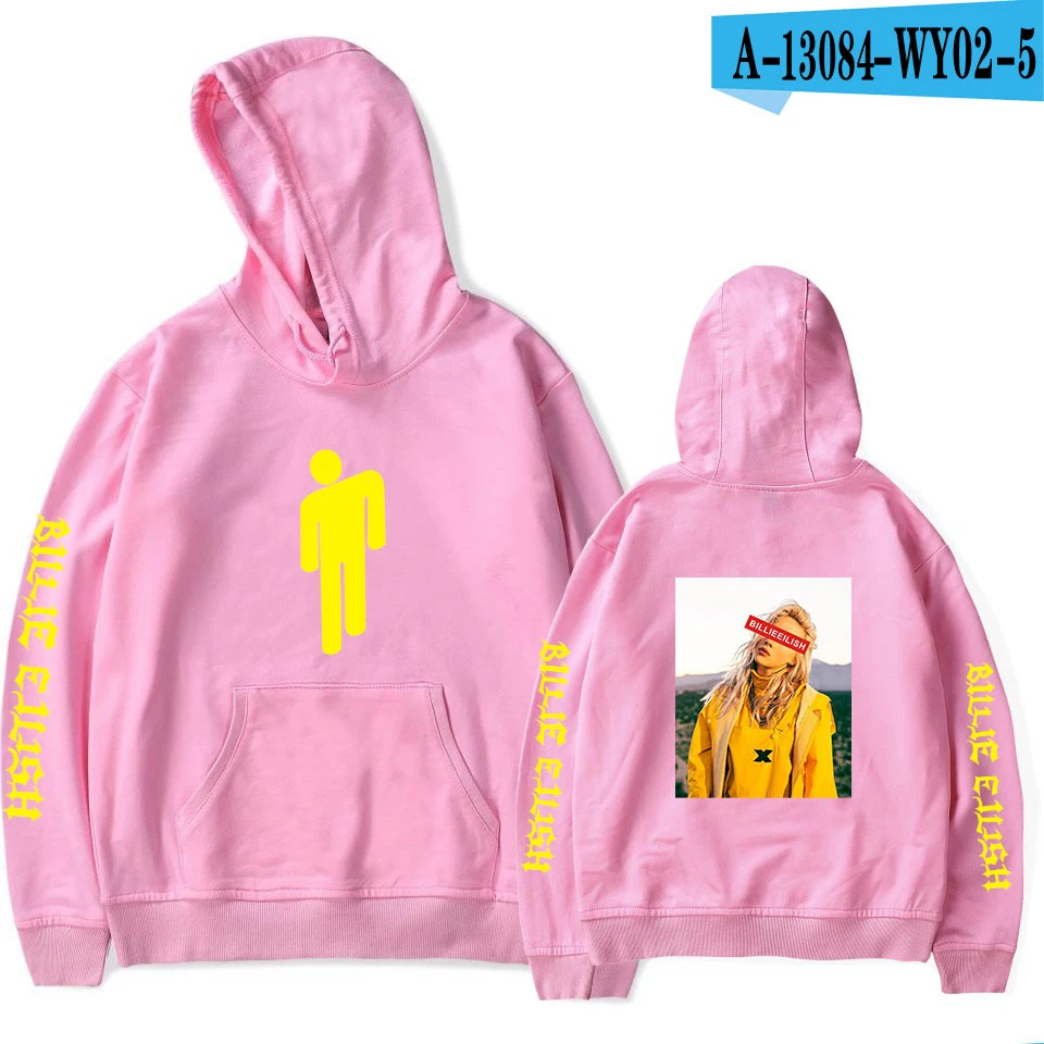 Новая Толстовка Billie Eilish для мужчин и женщин, черная хлопковая толстовка с капюшоном для пары, толстовка Billie Eilish, простая теплая Женская/мужская толстовка с капюшоном, одежда - Цвет: Pink