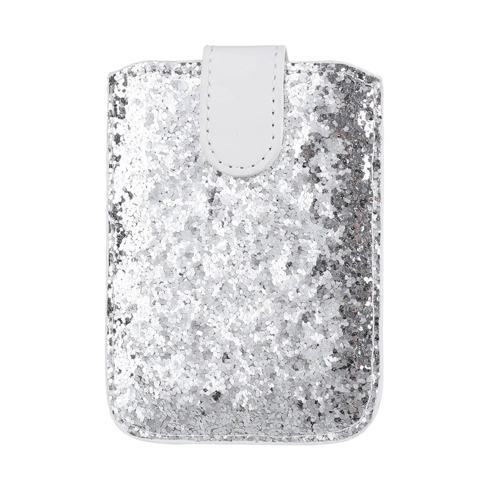 1PC RFID Blocking Credit Card Holder 5 Pull Sequins Card Sleeve Case Adhesive Sticker Universal Sequins Cell Phone Wallet Case - Цвет: Серебристый