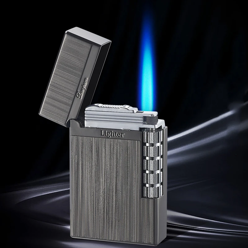 Metal Cigar Smoking Lighters Cigarettes Accessories Flint Gas Lighter Square Side Slip Wheel Mini Firestone Loud | Дом и сад