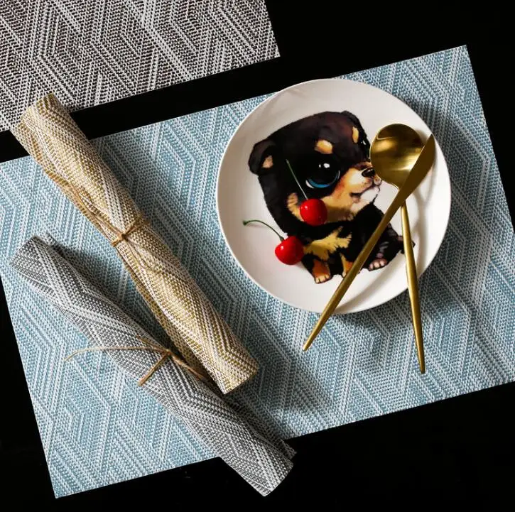 PVC Placemat Geometric Non-slip Pads Dinner Table Mat Mug Coffee Plate Cup Coaster Kitchen Table Decoration Accessories