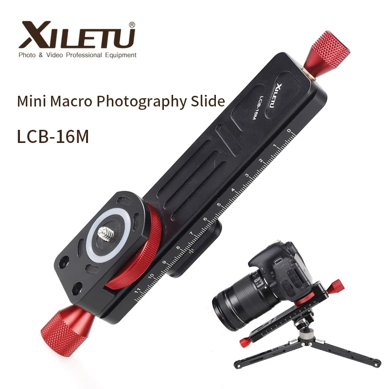 

XILETU LCB-16M Mini Macro Photography Rail Slider Tabletop Portable Slide for Camera Macro Time-lapse Photography ARCA SWISS
