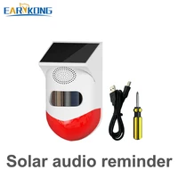 Detector de movimiento infrarrojo Solar, USB, recordatorio de Audio, estroboscópico, alarma de sonido, transmisión de voz personalizada, impermeable al aire libre