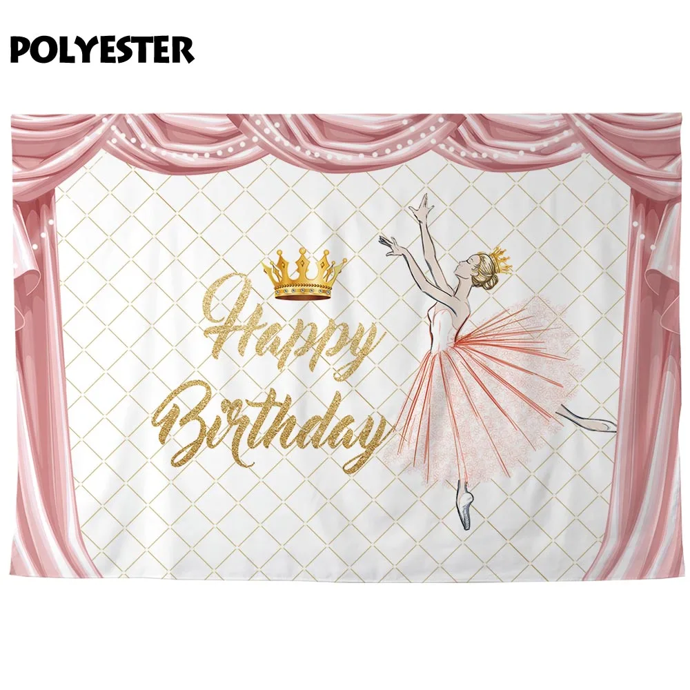 Фон для фотосъемки Allenjoy с изображением принцессы короны розовых занавесок