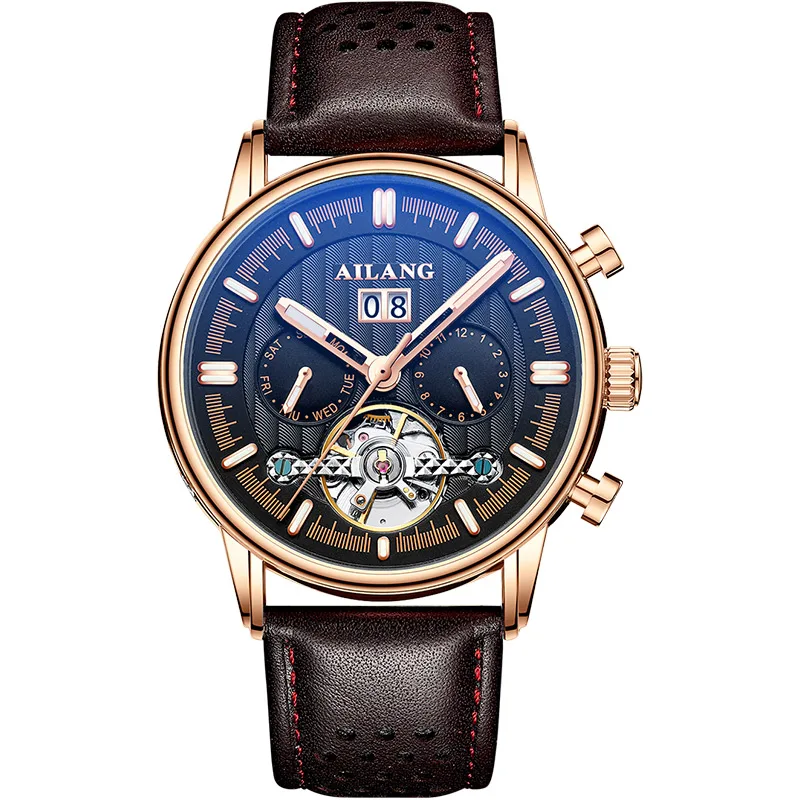 Топ люксовый бренд Tourbillon Мужские автоматические механические часы кожаные мужские s часы спортивные военные часы водонепроницаемые мужские часы