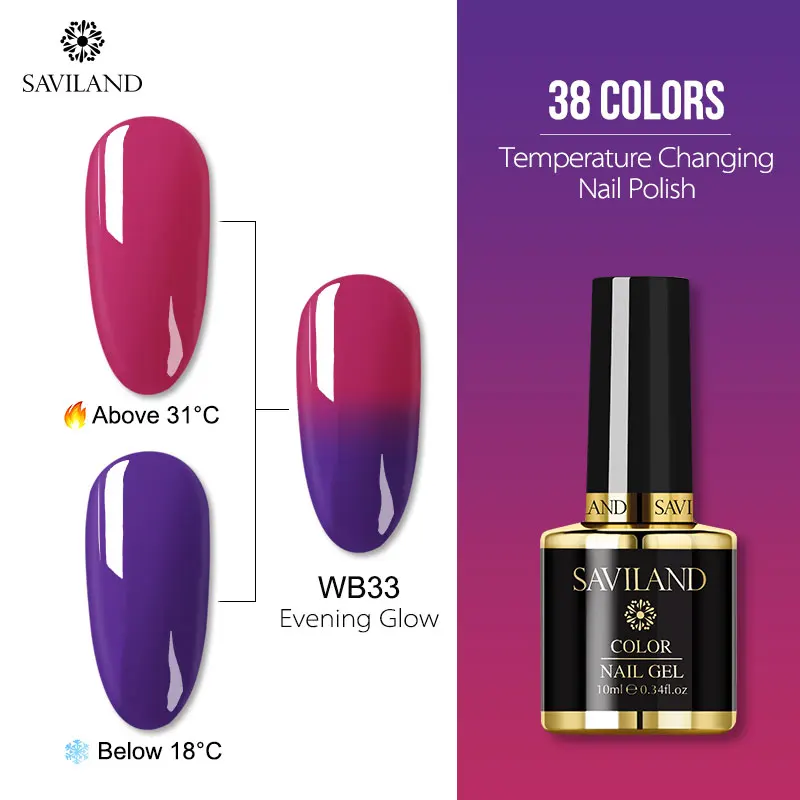 10ml WB33 SAVILAND Хамелеон Гель-лак для ногтей изменение температуры цвета блеск Гибридный гель УФ Гель-лак Vernis полуперманентный дизайн ногтей - Цвет: 10ml WB33