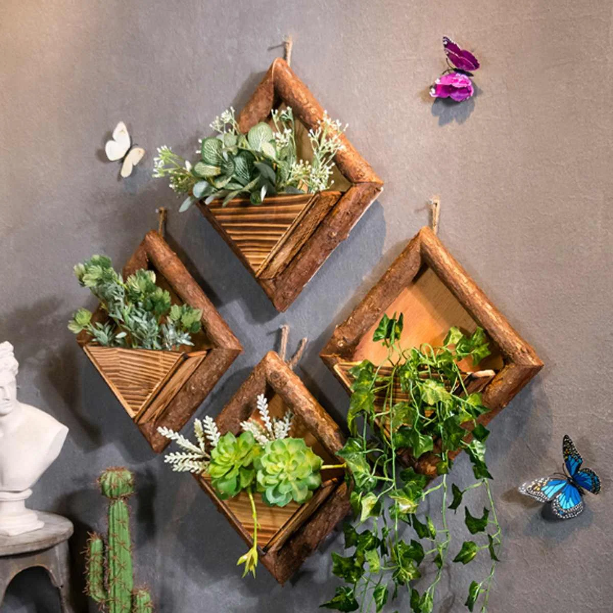 

Wooden Wall Mounted Hanging Rack Storage Shelf DIY Plant Decoration Candy Organization Hanger Flower Shelves Decor 1/2/4pcs