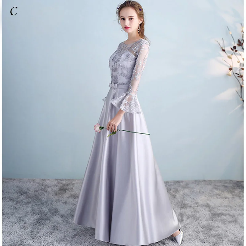 Grey Style C A-Line Bridesmaids Dress Robe de Soiree Vestido de Fiesta Elegant Silver Grey Formal Prom Dress TS-1804 - Цвет: Grey Style C