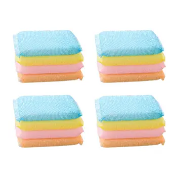 

4 Sets of Net Fun Sponge Scouring Cloth Rag Scrub King Cleaning Brush Super Decontamination Housework Dishwashing Brush Cloth