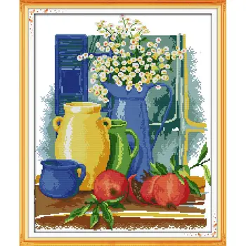

Joy Sunday Kitchen Drawing Counted Cross Stitch Kits 11&14CT DIY Cross Stitch Embroidery Needlework for Home Decor Handmade Gift