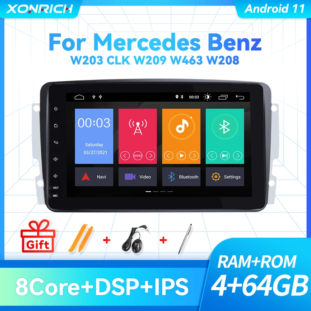 4GB 2Din Android 11 Car Multimedia Player For W203 Mercedes Benz Vito W639 W168 Vaneo Clk W209 W210 M/ML Radio Audio Navigation |