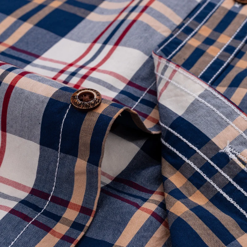 Cotton Shirt Long Sleeve Shirt Men's Cotton Plaid Long Sleeve Casual Shirt Spring Autumn Lightweight Breathable Slightly Slim Fit Button Down Shirts