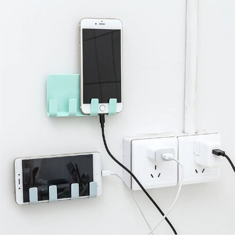 4 Hooks Holder Wall Mount Bracket Hanger Charger Easy For Universal Phone