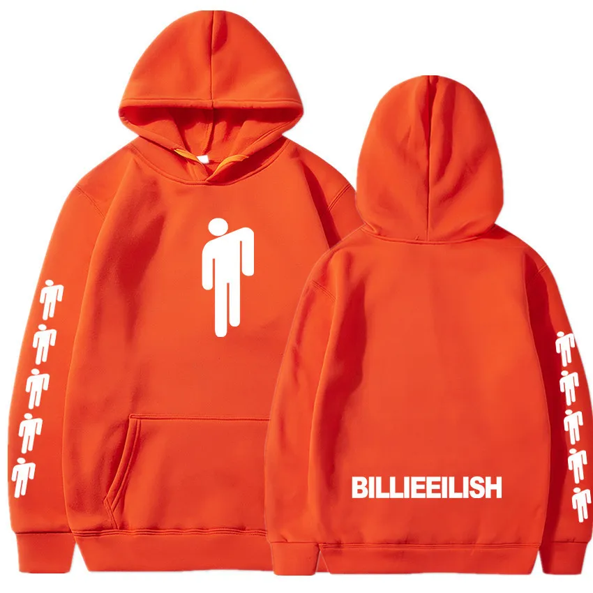 orange B Модные толстовки Billie Eilish с принтом женские/мужские толстовки с капюшоном и длинным рукавом горячая Распродажа повседневные трендовые уличные толстовки - Цвет: orange B