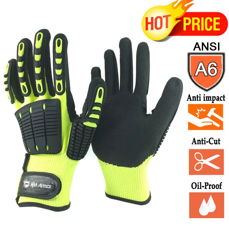 fall protection harness and lanyard NMSafety Cut Resistant Safety Garden Work Glove Anti Vibration Mechanic Hand Protective Running Gloves ANSI Level A6. respirator for spraying weed killer Safety Equipment