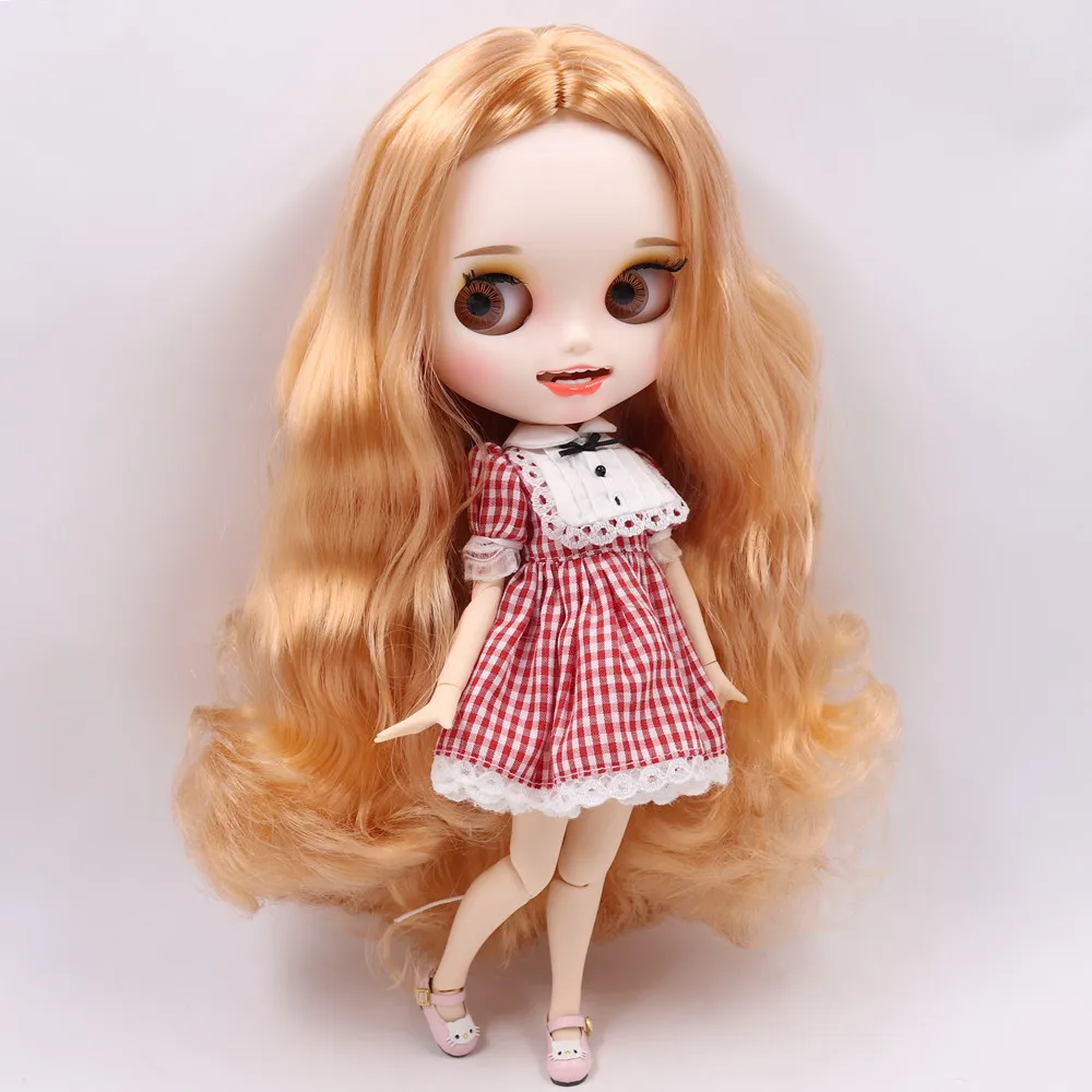Ледяной обнаженный Blyth кукла No. BL2240 медовый каштановый волос резные губы открытый рот матовые индивидуальные лица соединение тела 1/6 bjd