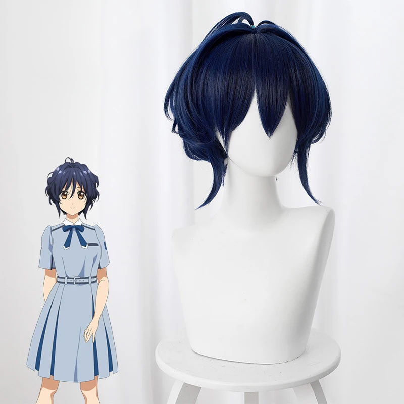

Anime Takigawa Miu 22/7 Cosplay Wig Woman Short Dark Blue 35cm Heat Resistant Synthetic Hair Peruca Party Costume Wigs