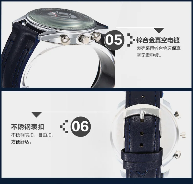 16 Shelves New Style Three-Eyed Table Hot Sales Hot Selling 498 Belt Watch