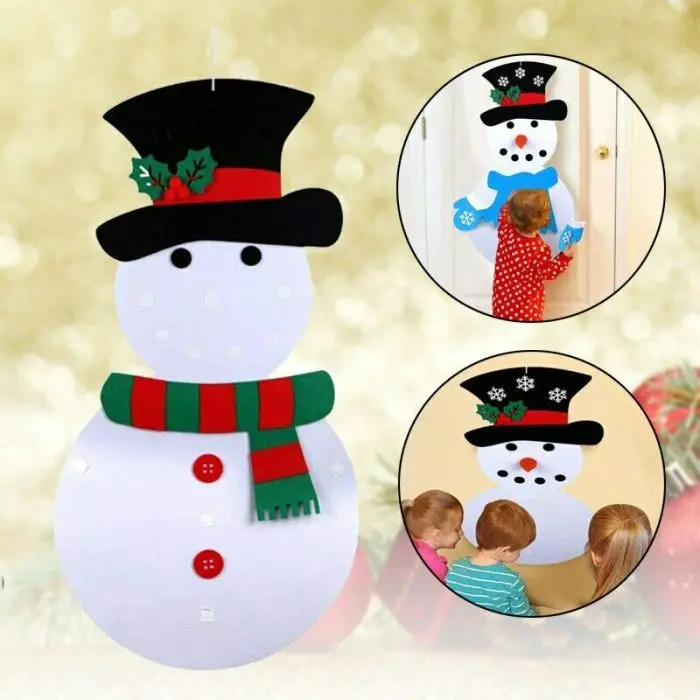 New Hot Christmas DIY Felt Snowman Kids Felt Holidays Game Set Detachable Wall Hanging Decor SMD66