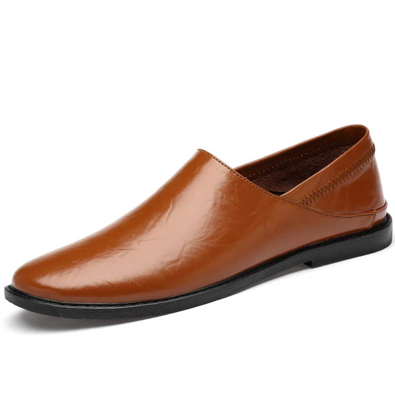 brown Big Size 36-55 Unisex Men Genuine Leather Comfortable Mens Loafers Luxury Breathable Male Shoes Zapato De Cuero Hombre Casual 5 - Цвет: brown