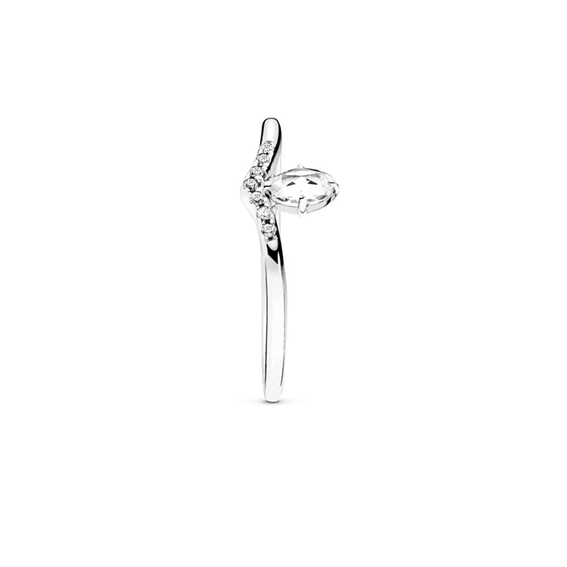 CUTEECO Eternal Elegance Drop Crystal Rings for Women Fashion Simple V Type Stacked Ring Wedding Jewelry Dropshipping
