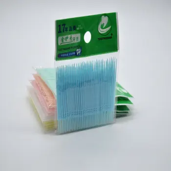 

200PCS Disposable Double Head Plastic Tooth Floss Hygiene Dental Floss Interdental Toothpick Healthy for Teeth Cleaning freeship