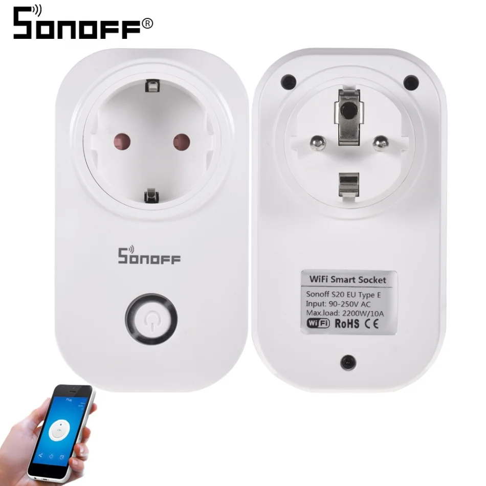 Sonoff S20 Wi-Fi розетка переключатель Великобритания штекер беспроводной приложение Удаленная розетка переключатель синхронизации для Умный дом работа с Alexa - Комплект: EU Plug Type E
