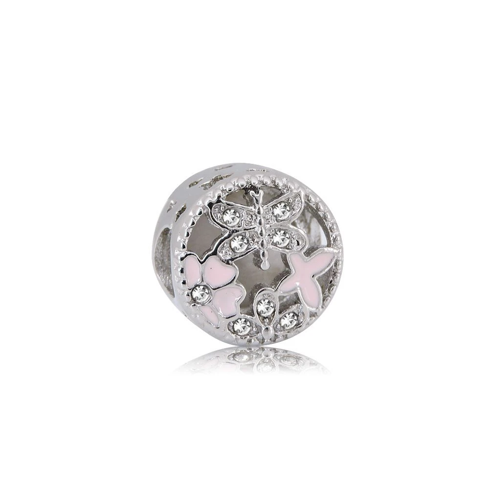 Горячая розовый резной цветок шарма формы шарма из нержавеющей стали подходит браслет и ожерелье элегантные ювелирные изделия